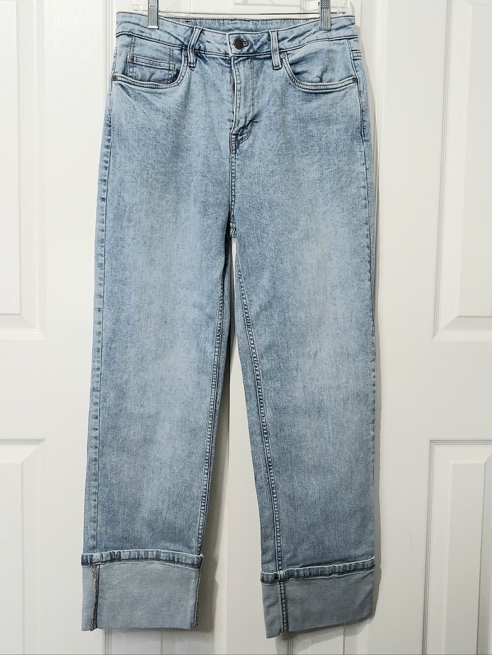 Kenneth‎ Cole High Rise Wide Cuff Straight Leg Jeans, Size 10
